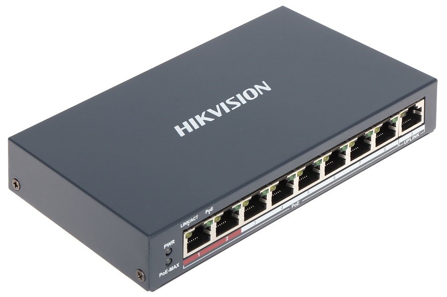 DS-3E0109P-E(C) 8-портовый неуправляемый POE коммутатор Hikvision